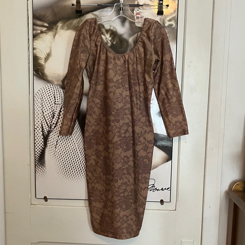 American Apparel copper hues flower patterned bodycon low back mini XXS